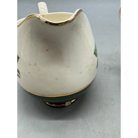 Cavalier Eggshell Porcelain Creamer & Sugar Magnolia Flower Design & Gold READ - Picture 13 of 16